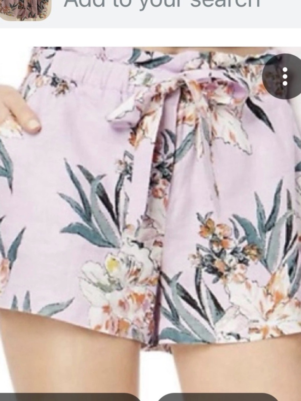 Guess Lavender Floral Tie-Waist Shorts